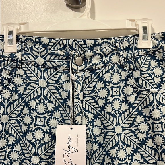 Polygram Patterned Blue Women's Wide Leg Boutique Jeans - Picture 3 of 7